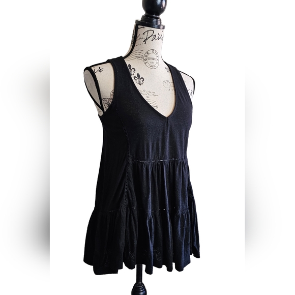 Anthropologie Malaga V-neck Black Tiered Tunic Size XS - Picture 2 of 13